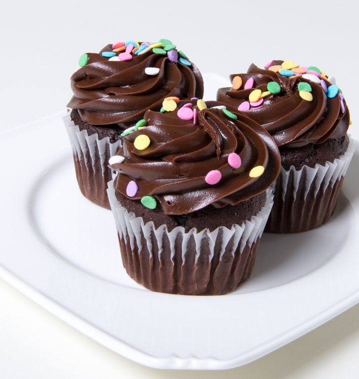 Three Chocolate Cupcakes