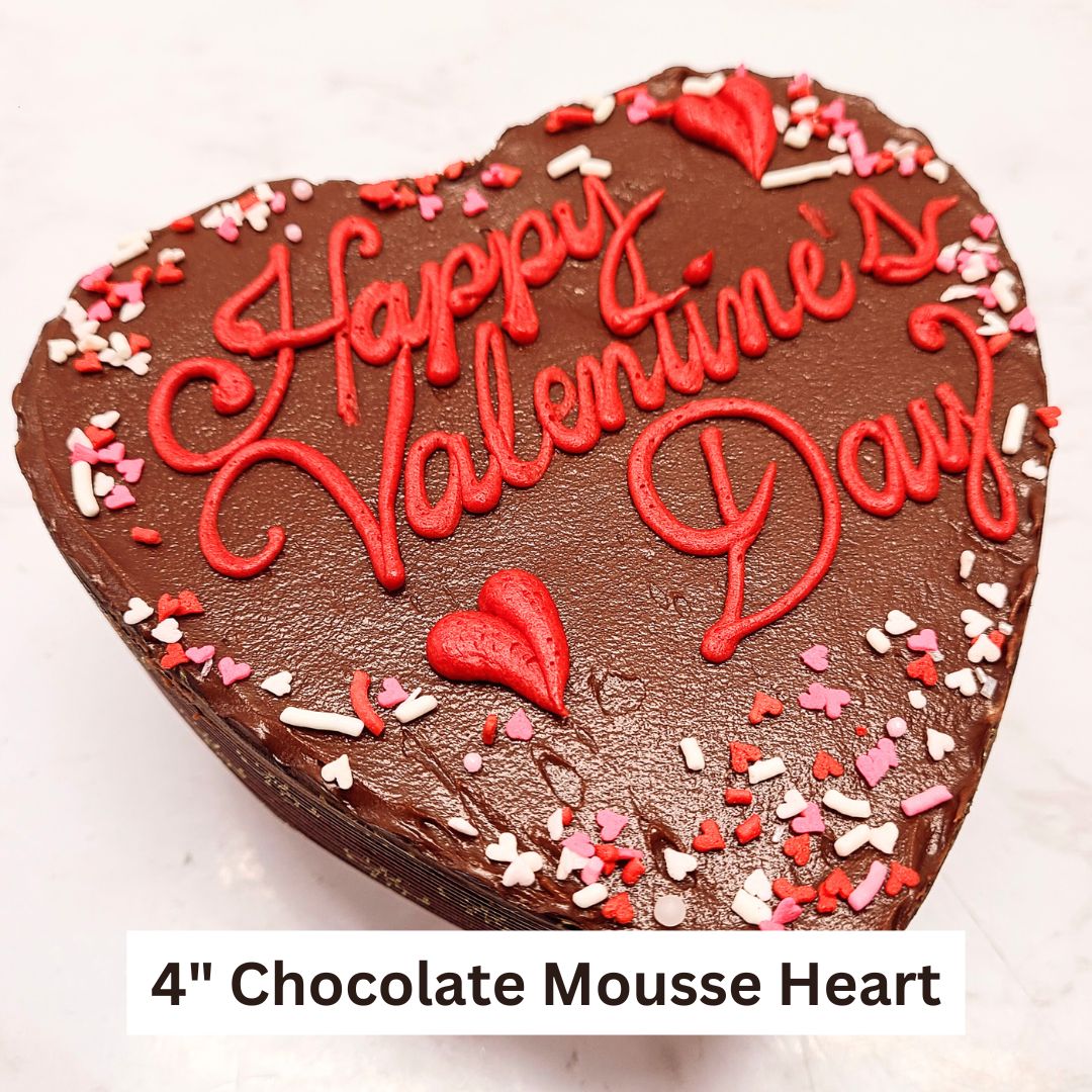 4" Chocolate Mousse Heart with "Happy Valentine's Day"