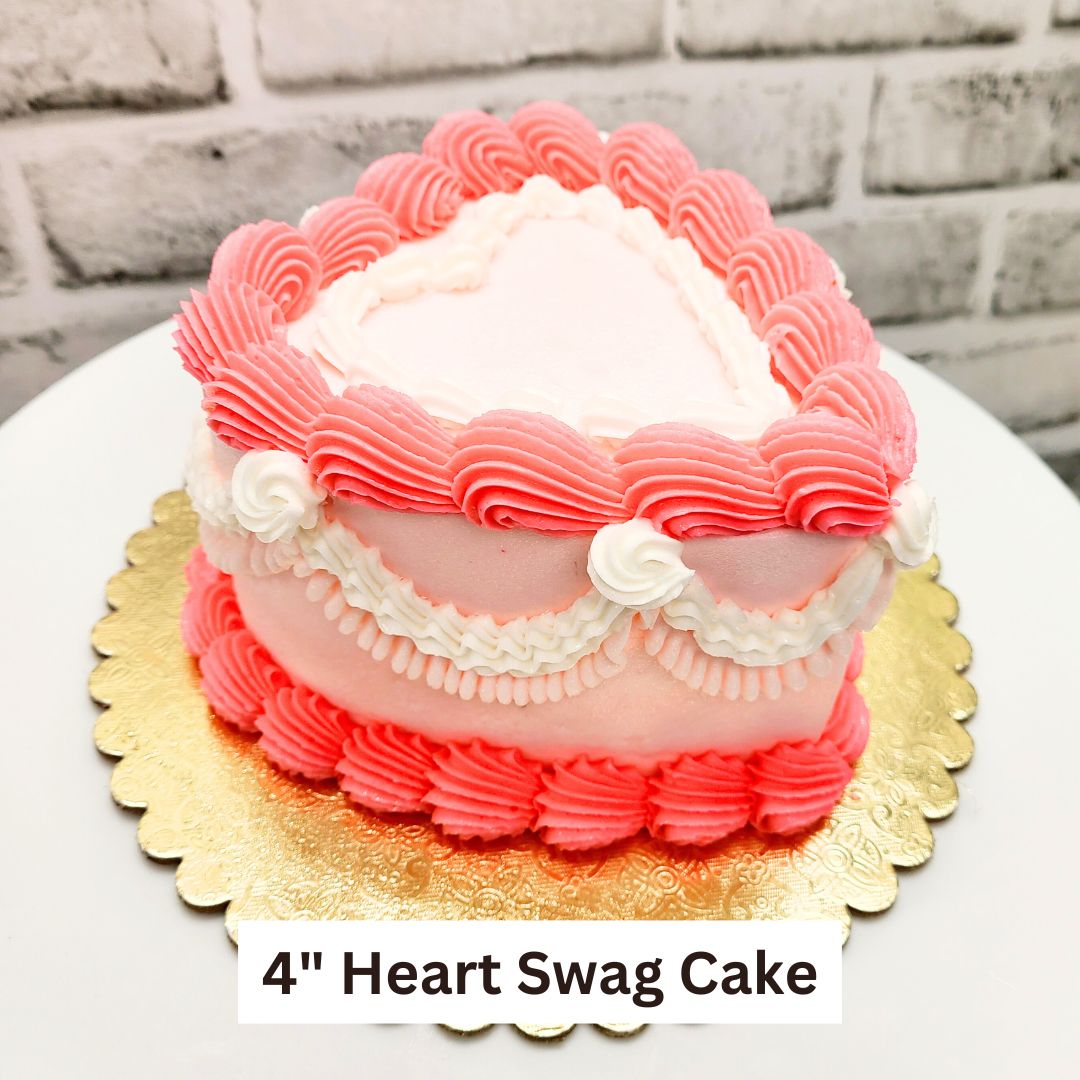 4" Heart Swag Cake
