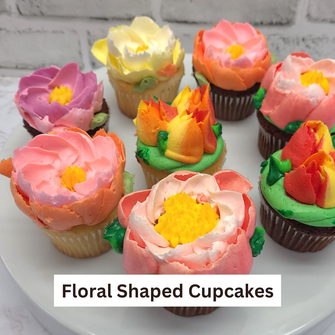 Floral Shaped Cupcakes - 4 Pack