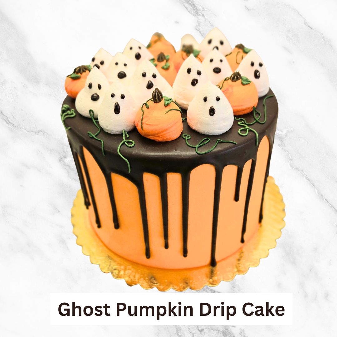 Ghost Pumpkin Drip Cake 7"