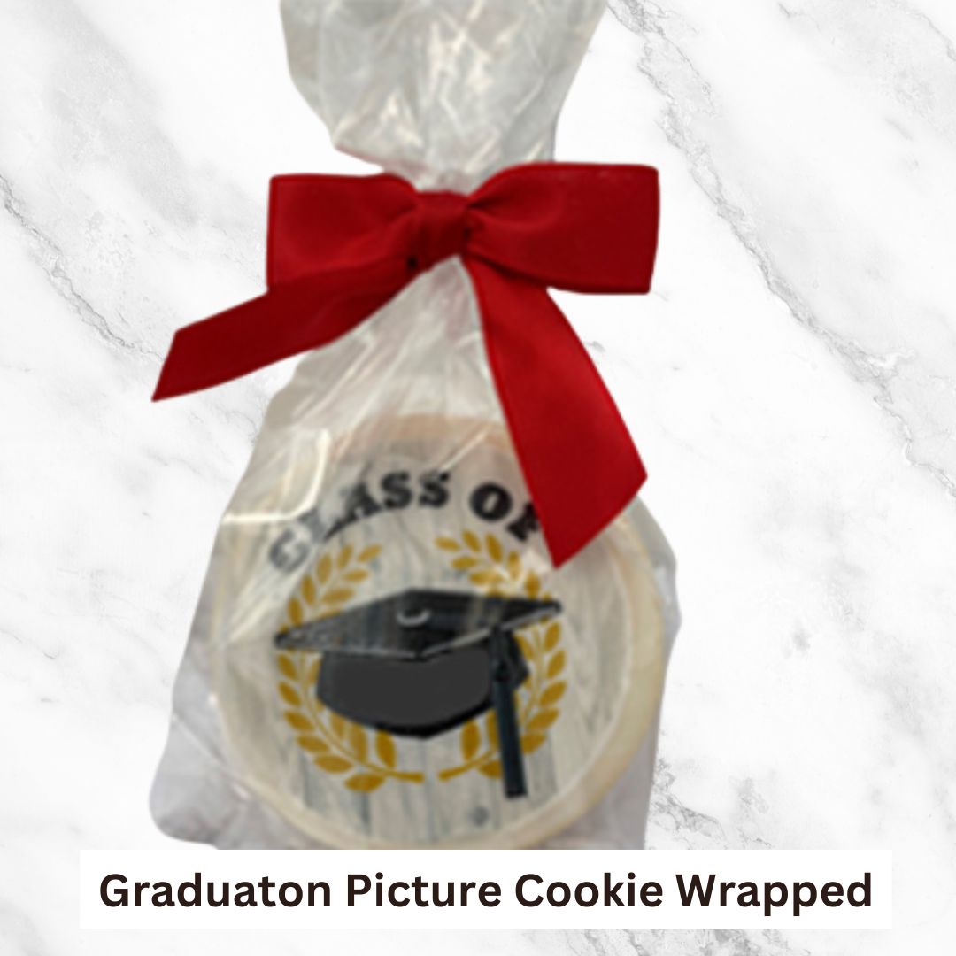 Graduation Image Cookie Wrapped with Bow - 4 Pack